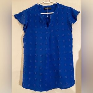 Merokeety Royal Blue Textured Blouse